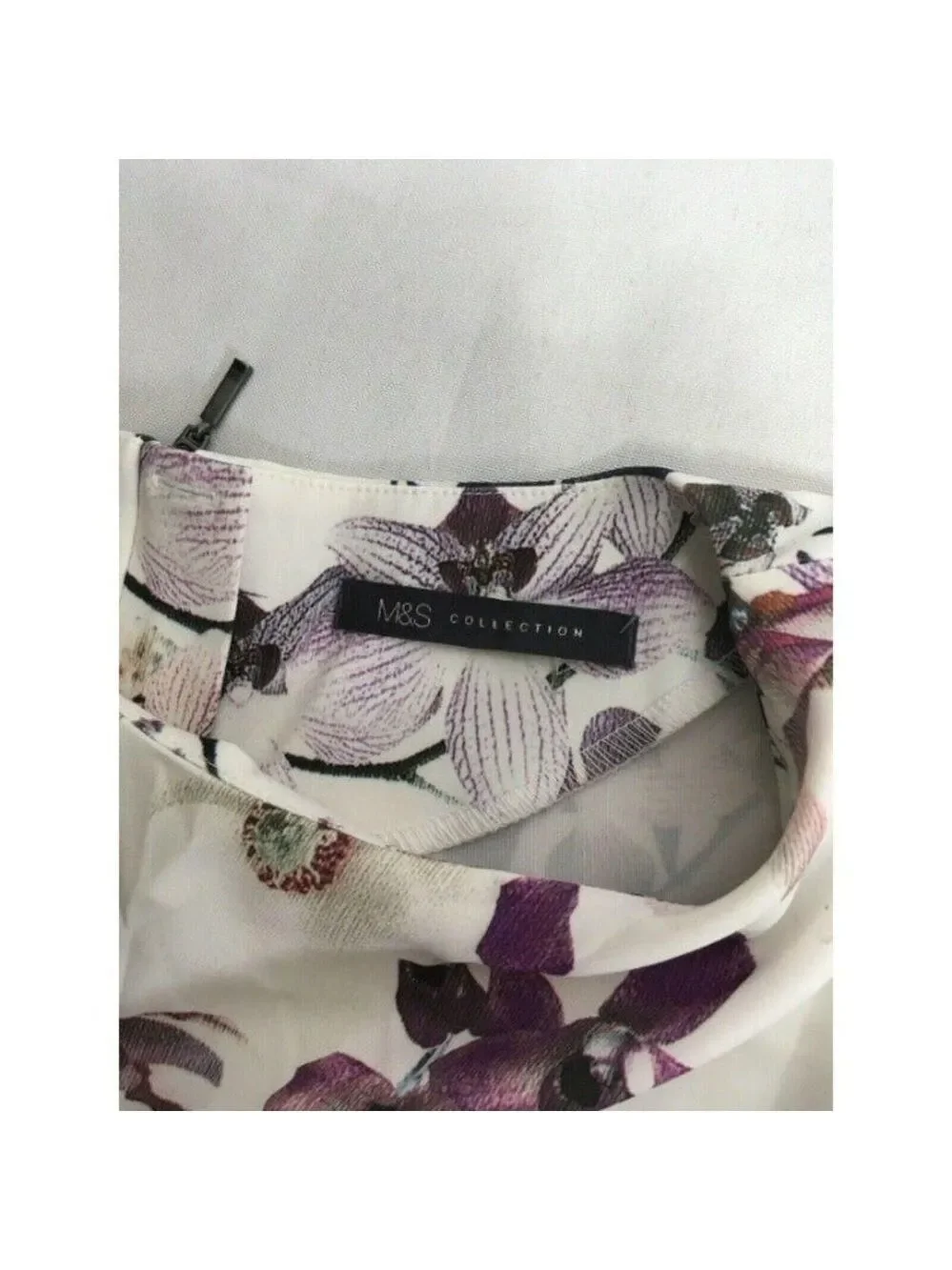 M&S British Ivory Lilac Purple Dress US4 - Picture 8 of 10